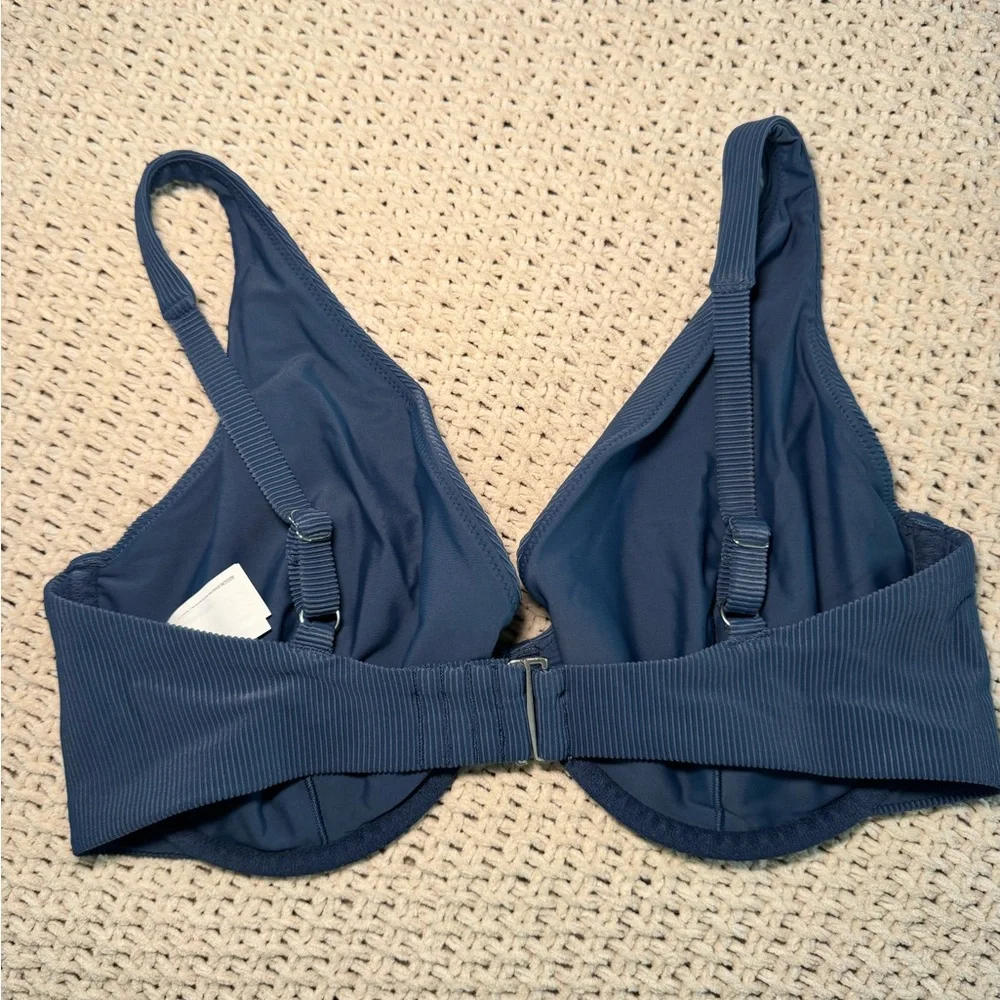 Abercrombie & Fitch curve love Navy Blue Underwire Bra with Ribbed Band size M - Picture 2 of 3